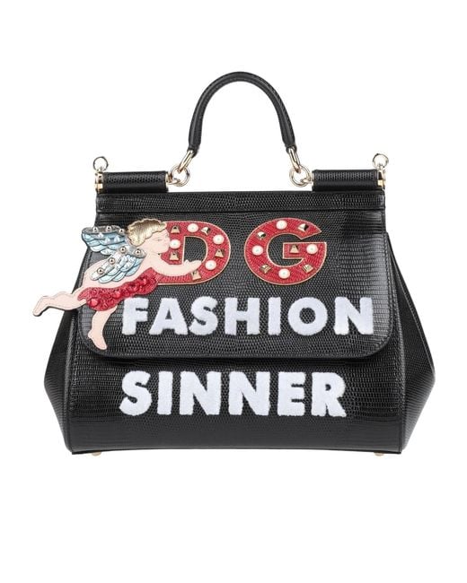 Dolce & Gabbana Black Letter Printed Handbags