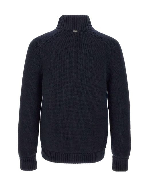 Herno Blue Button-Up Wool Cardigan for men