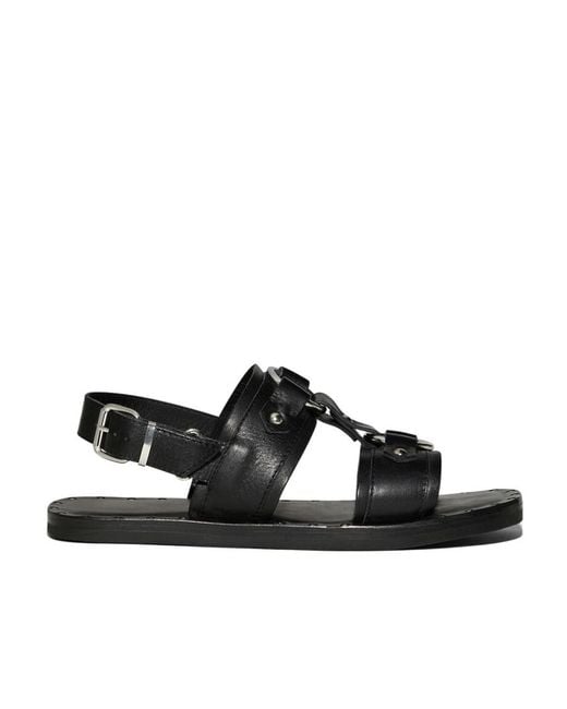 DSquared² Black Stud-Detail Calf-Leather Sandals for men