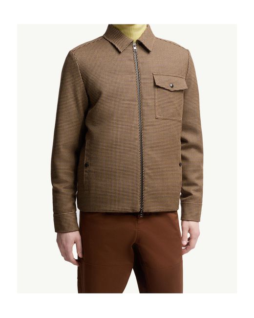 Moncler Brown Escaut Houndstooth Zip-Up Shirt Jacket for men