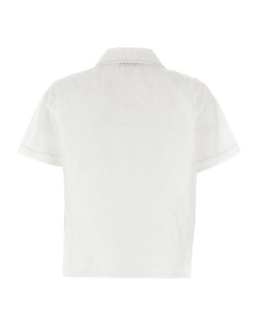 Miu Miu White Short-Sleeved Button-Up Shirt