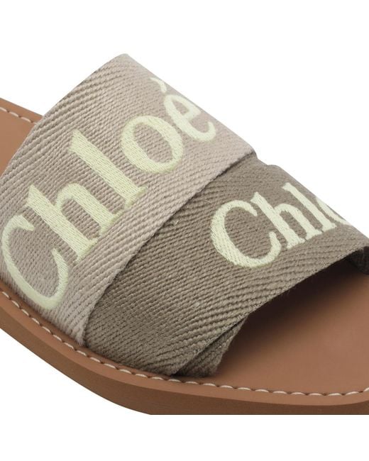 Chloé Brown Woody Square-Toe Flat Sandals