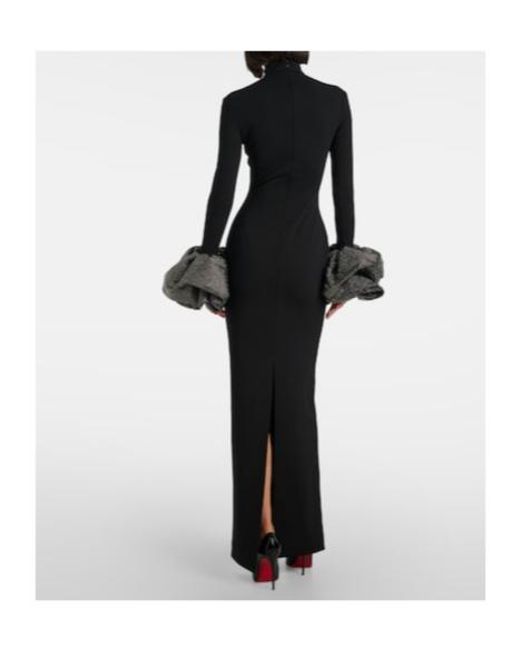 Solace London Black Viviana Embellished Gown