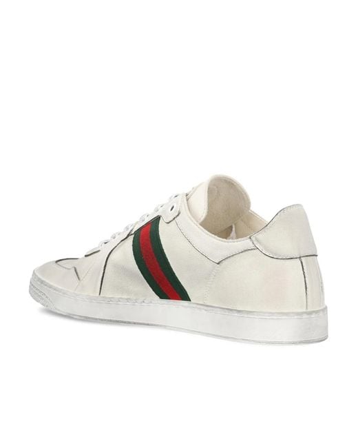 Gucci White Stretch Low-Top Sneakers for men