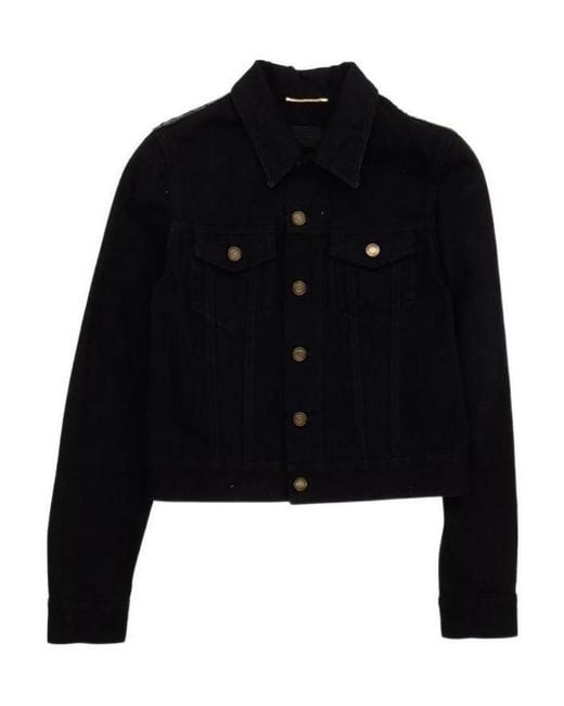 Saint Laurent Black Stitched Classic Denim Coat