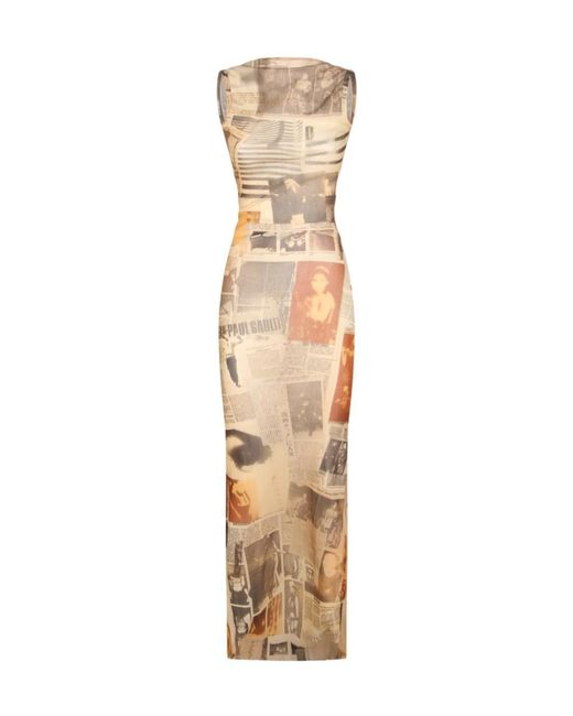 Jean Paul Gaultier Metallic Newspaper Print Mesh Dress