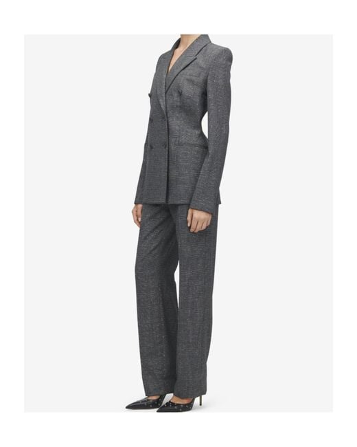 McQueen Gray Wool Double-Breasted Blazer