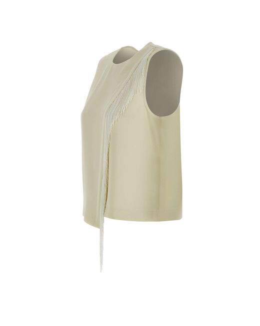 Kaos Natural Fringe-Detail Sleeveless Top