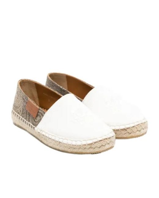 Etro White Paisley Pattern Logo Loafers