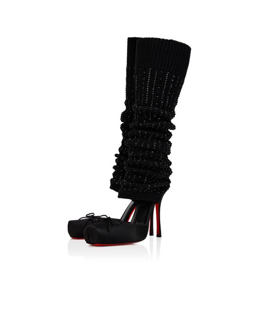 Christian Louboutin Black Cassia Annmac Silk Hybrid Pumps 100