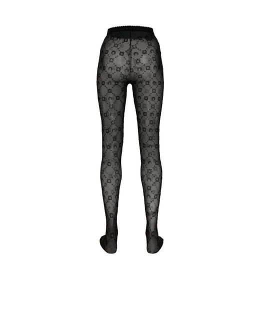 MARINE SERRE Black All-Over Moon Printed Tights