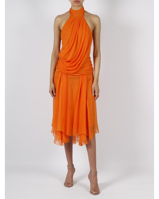 Alberta Ferretti Orange Logo Dress