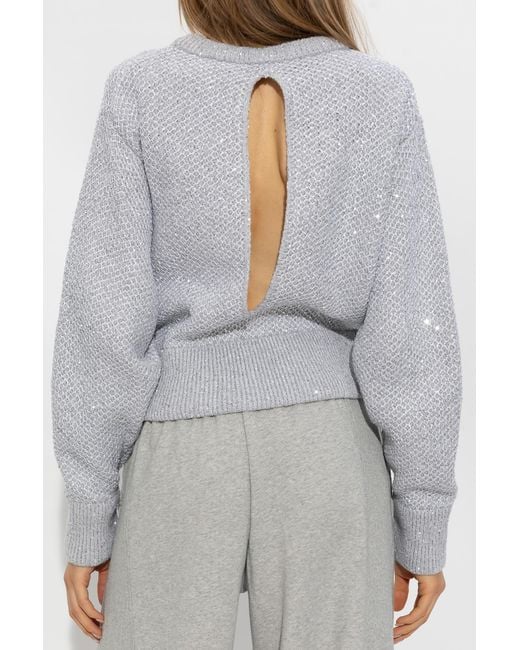 Stella McCartney Gray Sequin-Embellished Crewneck Jumper
