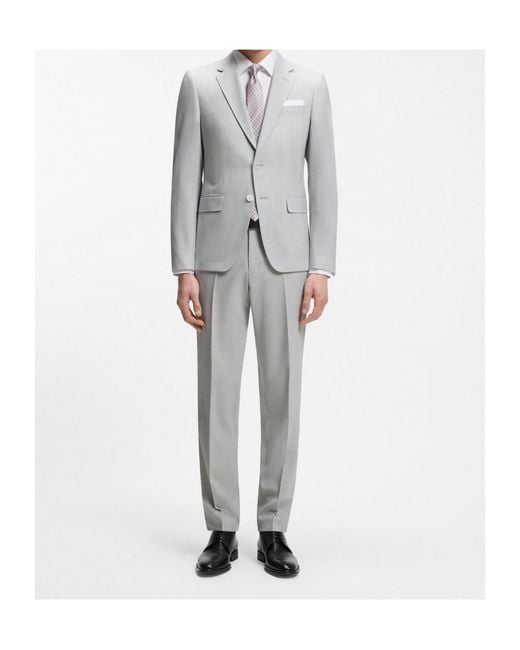 Boss Gray Boss Micropattern Two-Piece Suit for men