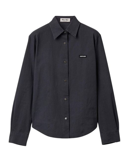 Miu Miu Blue Long-Sleeved Shirt