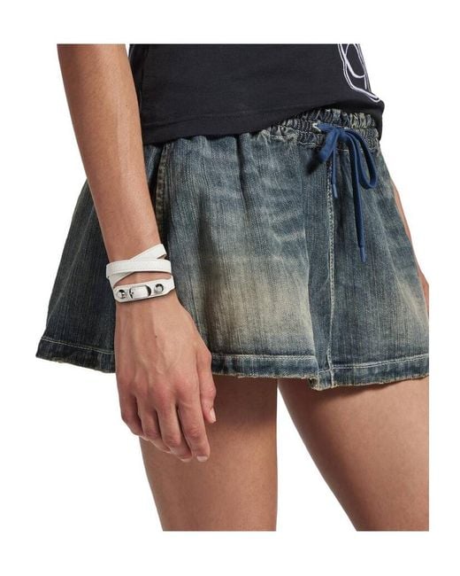 Balenciaga White Double-Wrap Buckle Bracelet