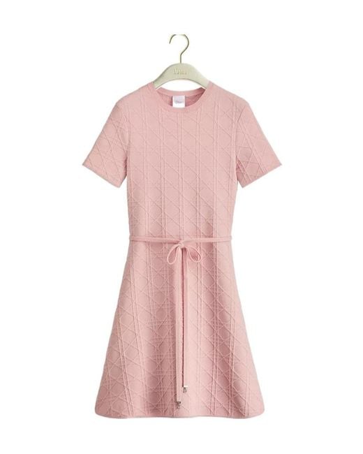 Dior Pink Short Flared Cannage Dress