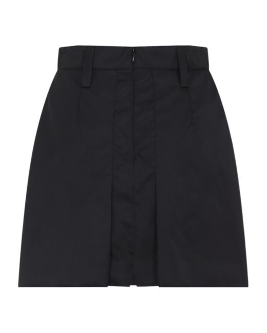 Prada Black Triangle-Logo Pleated Mini Skirt