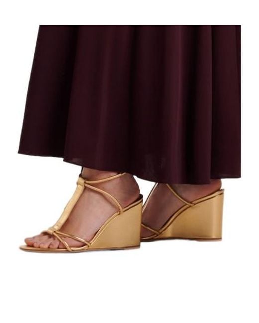 Gianvito Rossi Metallic Leather Wedge Sandals