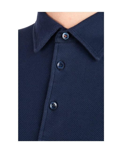 Loro Piana Blue Long-Sleeved Polo Shirt for men