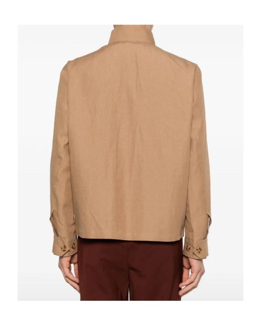 Lardini Natural High Collar Zip Jacket for men