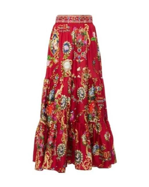 Camilla Printed High-Rise Tiered Silk Maxi Skirt