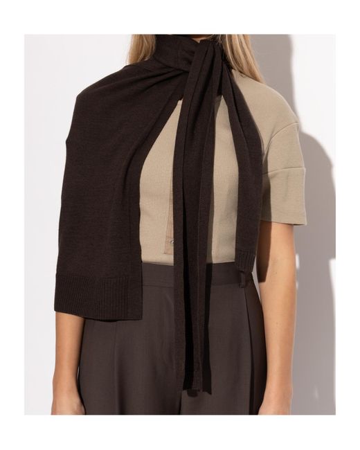 Lemaire Black Ribbed Knit Scarf for men