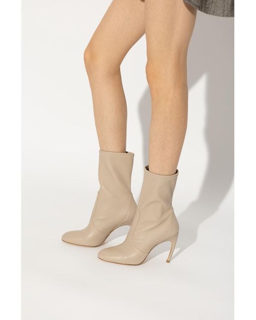 Stuart Weitzman White Luxecurve Almond-Toe Boots