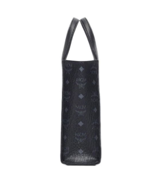 MCM Black All-Over Logo Printed Mini Tote Bag