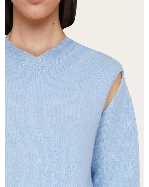 Ferragamo Blue Layered Cashmere Sweater
