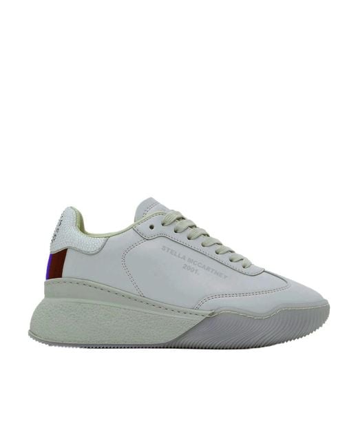 Stella McCartney Gray Logo Printed Lace-Up Sneakers