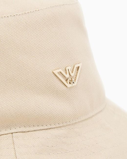 Emporio Armani White Logo Appliqué Bucket Hat