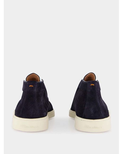 Santoni Blue Round-Toe Slip-On Loafers