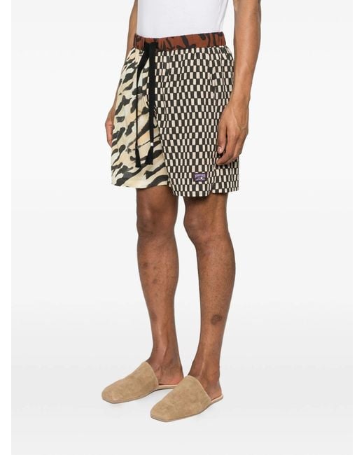 Nanushka White Geometric-Pattern Shorts for men