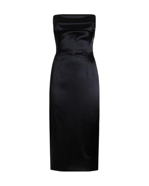 Dolce & Gabbana Black Satin-Finish Midi Dress