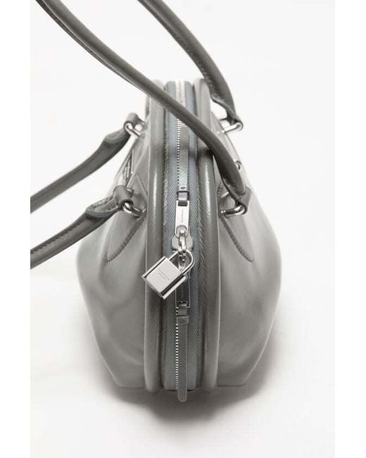 Acne Gray Bowlina Logo Plaque Mini Shoulder Bag