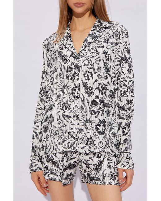 Off-White c/o Virgil Abloh White All-Over Motif Striped Shirt