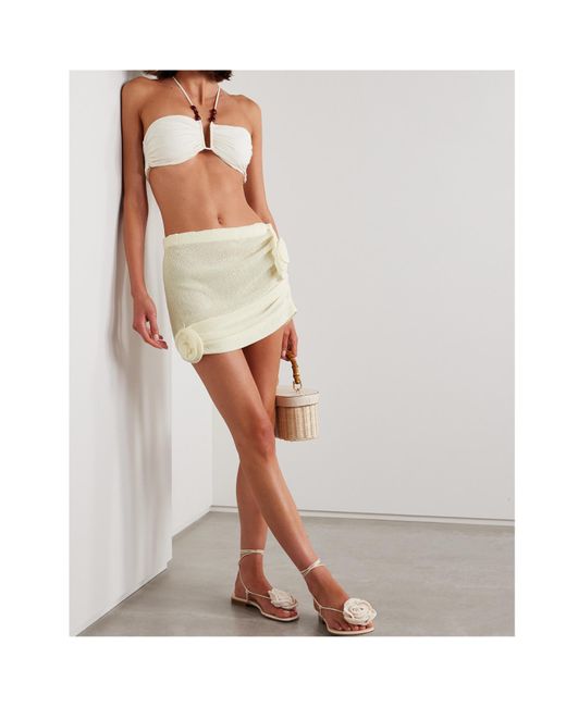 Magda Butrym Natural Floral Detailed Crepe Mini Skirt