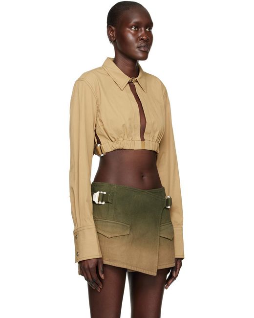 Dion Lee Green Cropped Elasticated Shirt
