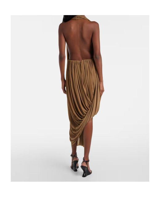 Magda Butrym Brown Draped Open-Back Cocktail Dress