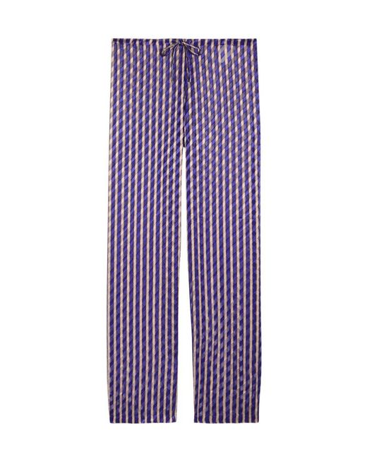 Dries Van Noten Purple Pachas Striped Straight-Leg Devoré Trousers