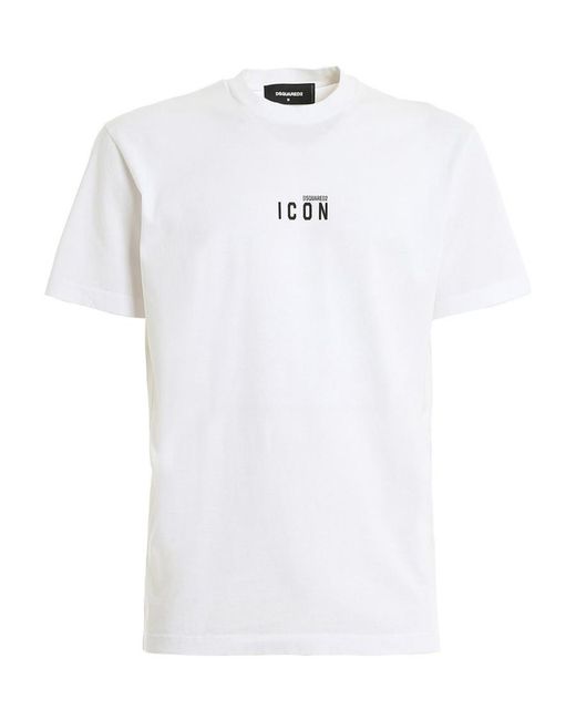DSquared² White Icon Logo Printed Crewneck T-Shirt for men
