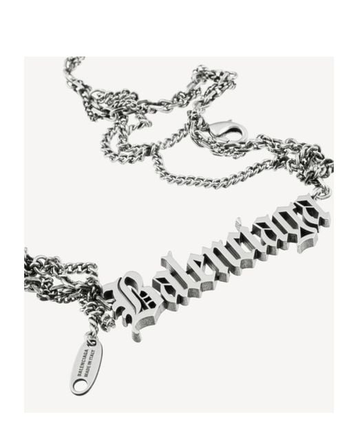 Balenciaga Metallic Typo Destroyed Necklace for men