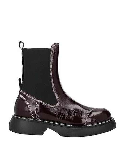 Ganni Black Solid Color Platform Boots