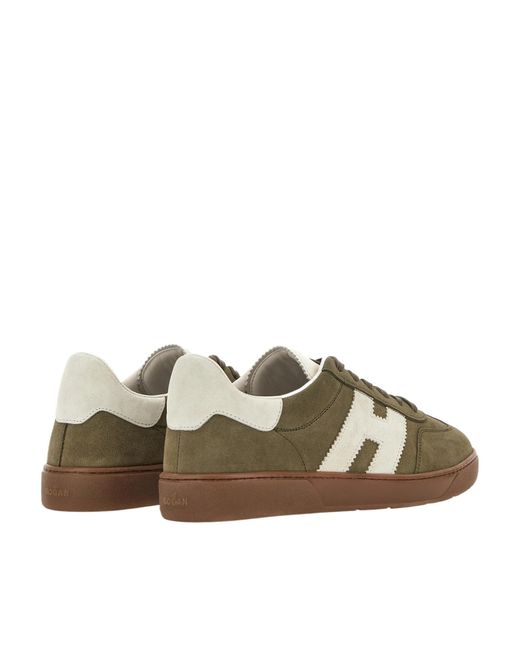 Hogan Brown H647 Logo-Patch Low-Top Sneakers for men