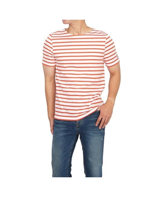 Saint James Red Striped Printed T-Shirt for men