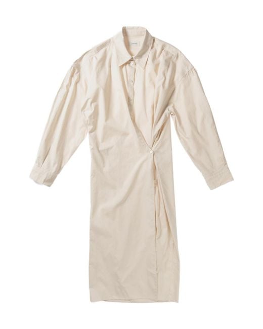Lemaire White Twist-Detailed Long Sleeved Midi Dress