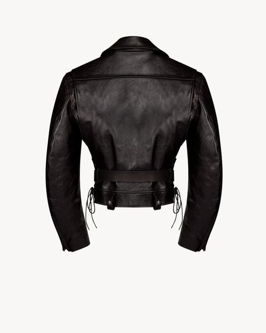 Saint Laurent Black Lace-Up Biker Jacket
