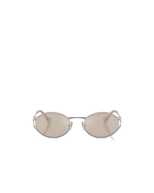 Miu Miu White Eyewear Oval Frame Sunglasses