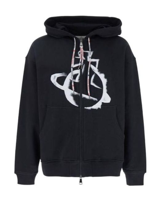 Vivienne Westwood Blue Orb Printed Zipped Hoodie for men